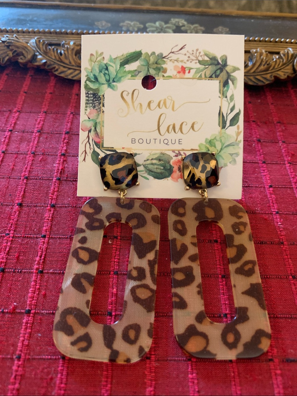 Brown Leopard Acrylic Drop Earrings